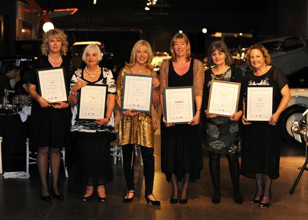 Tonight's winners from L-R, Sally Butters (representing Janet Dunn, Denise Irvine, Annabel Langbein, Rose Carr, Nicola Legat (representing Al Brown) and Fiona Smith 